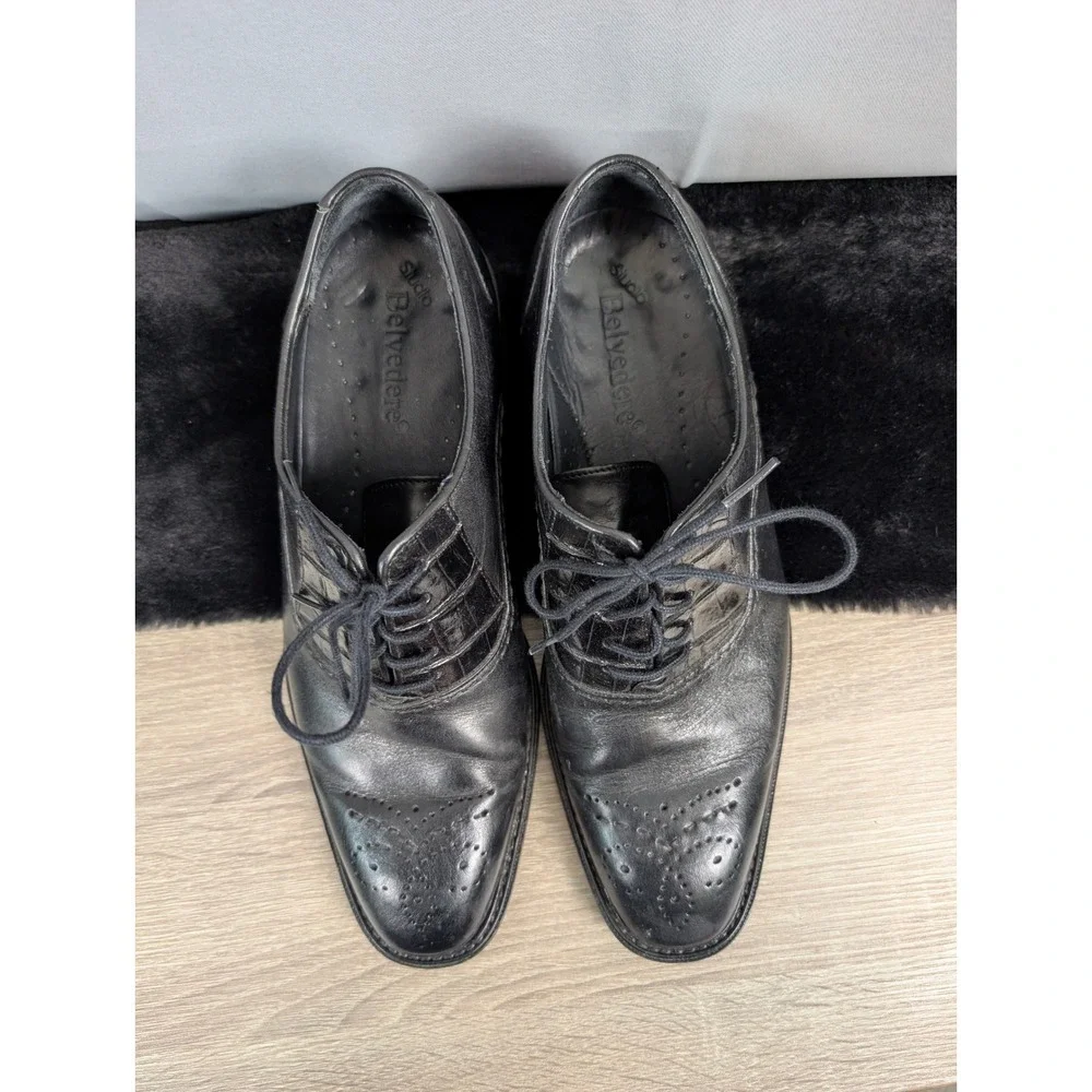 Studio Belvedere Oxford‎ Shoes Mens 8 Black Alligator